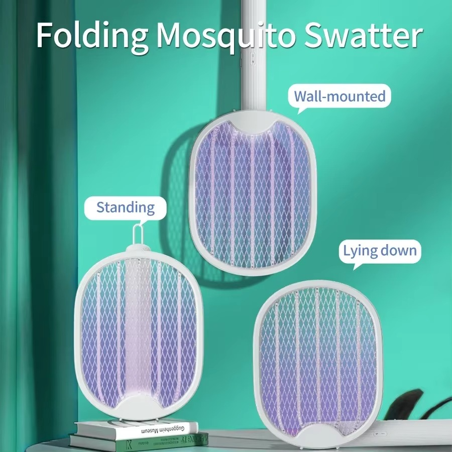DW1 Home Dormitory Electric Mosquito Swatter Mosquito Killer Lamp 2 in 1 Purple Light Folding USB Rechargeable Insect Killer
