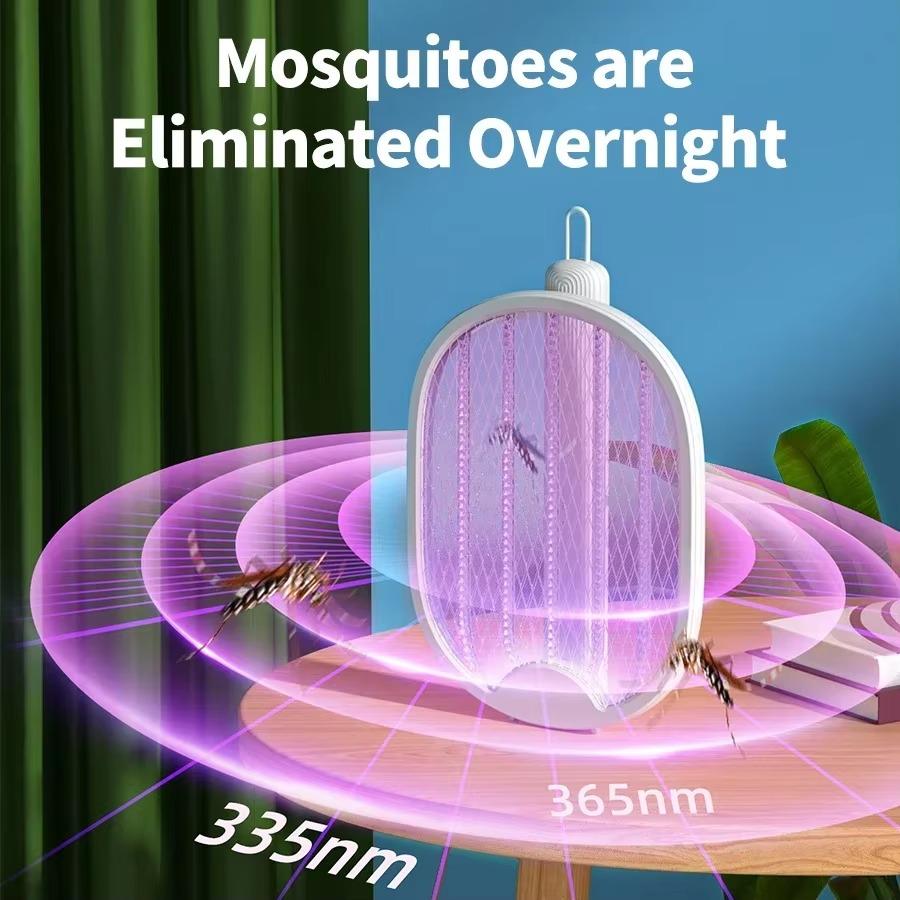 DW1 Home Dormitory Electric Mosquito Swatter Mosquito Killer Lamp 2 in 1 Purple Light Folding USB Rechargeable Insect Killer