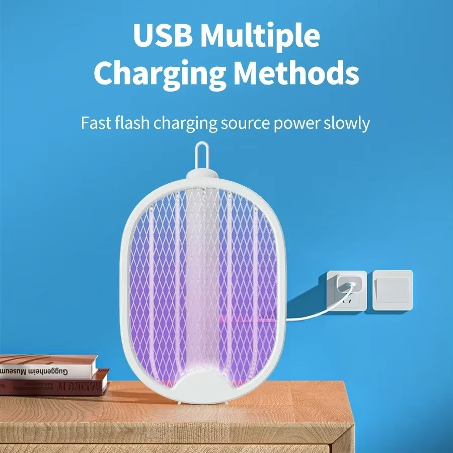 DW1 Home Dormitory Electric Mosquito Swatter Mosquito Killer Lamp 2 in 1 Purple Light Folding USB Rechargeable Insect Killer