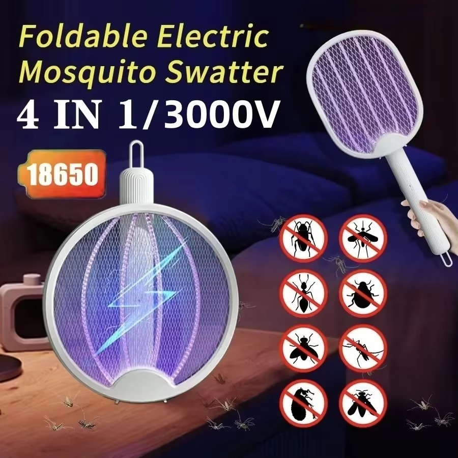 DW1 Home Dormitory Electric Mosquito Swatter Mosquito Killer Lamp 2 in 1 Purple Light Folding USB Rechargeable Insect Killer