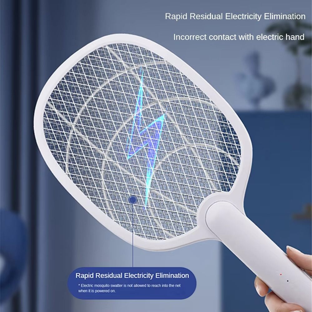 2 IN 1 Electric Mosquito Swatter Mosquito Killer 2500V USB Rechargeable Angle Not Adjustable Electric Bug Zapper Fly Bat Swatter