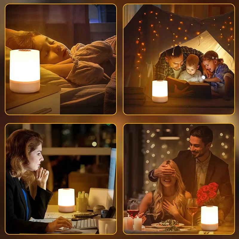Touch Night Lamp 3 Modes Dimming Bedroom Bedside Lamp USB Charging Night Light Ambient Light Soft Light Table Lamp For Kids Gift