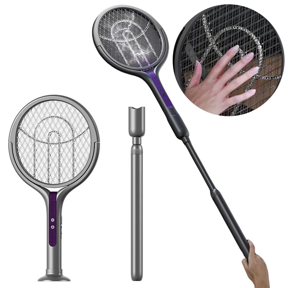 Rotating Head Bug Zapper Racket Rechargeable Mosquito Swatter Fly Killer and Mosquito Trap Lamp for Indoor and Outdoor