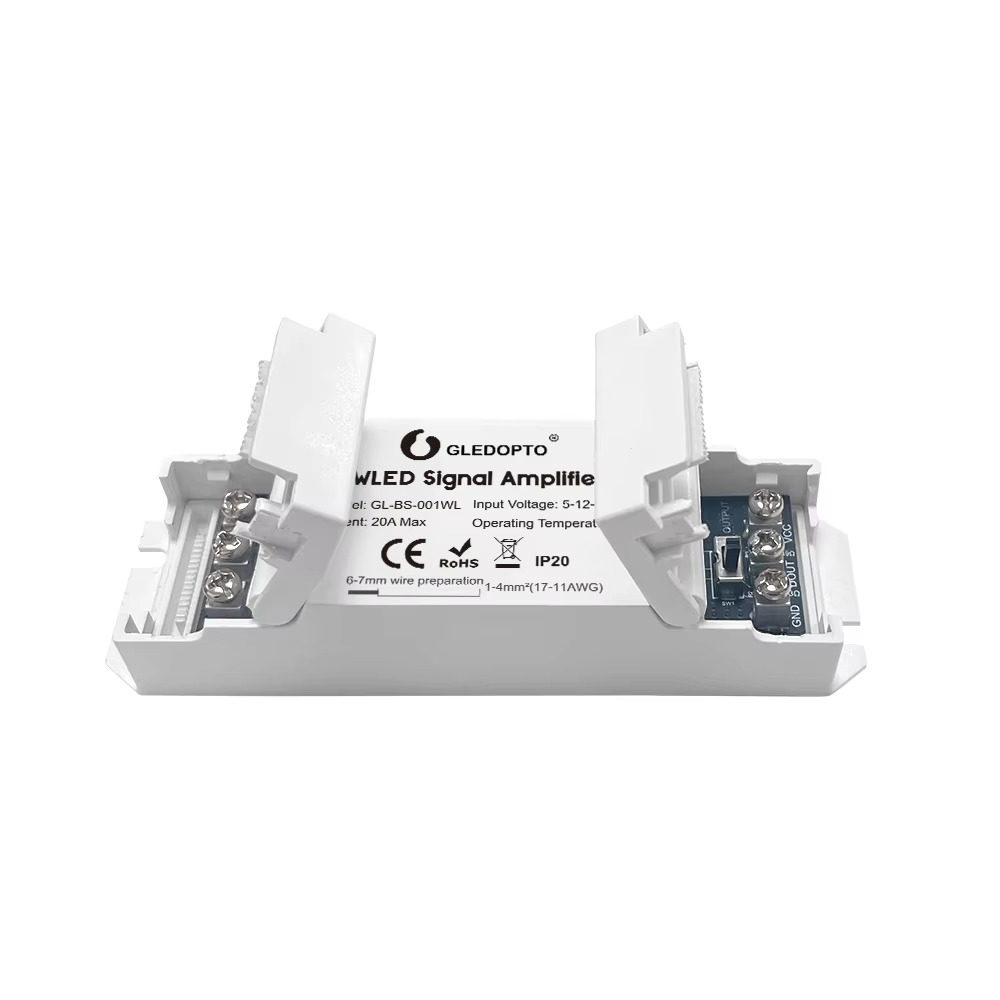 GLEDOPTO WLED Signal Amplifier Booster 10m Extension No Flicker Signal Wire Enhancer for WS2811 WS2812 SK6812 Digital Controller