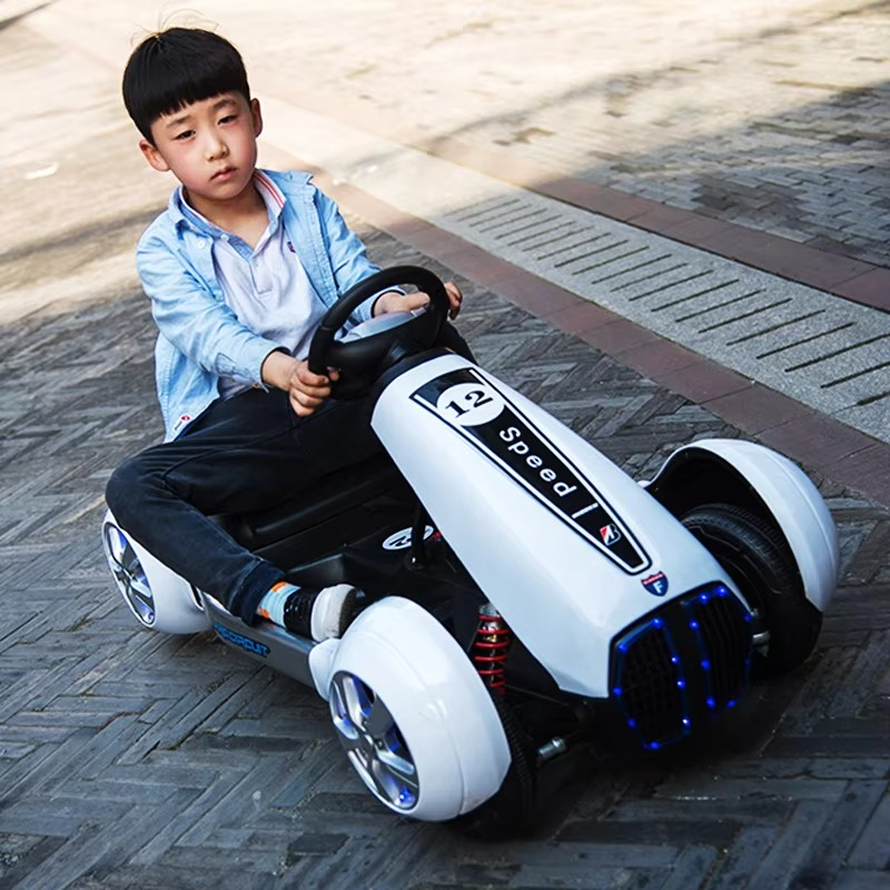 Children's Electric Car Dual Drive Four-wheel Cool Motorcycle Kart Remote Control Electric Ride on Car for Kids Christmas Gift