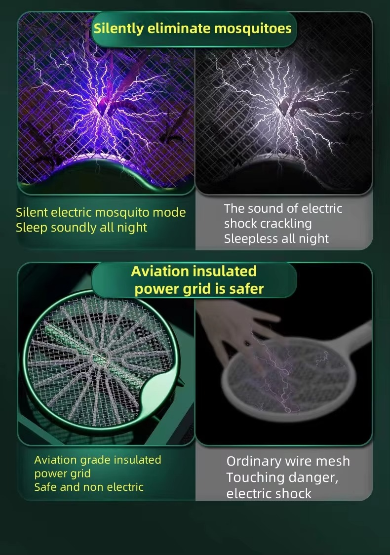 Xiaomi 3000V Electric Mosquito Racket Mosquito Killer Lamp USB Rechargeable Foldable Mosquito Swatter Fly Swatter Mosquito Trap