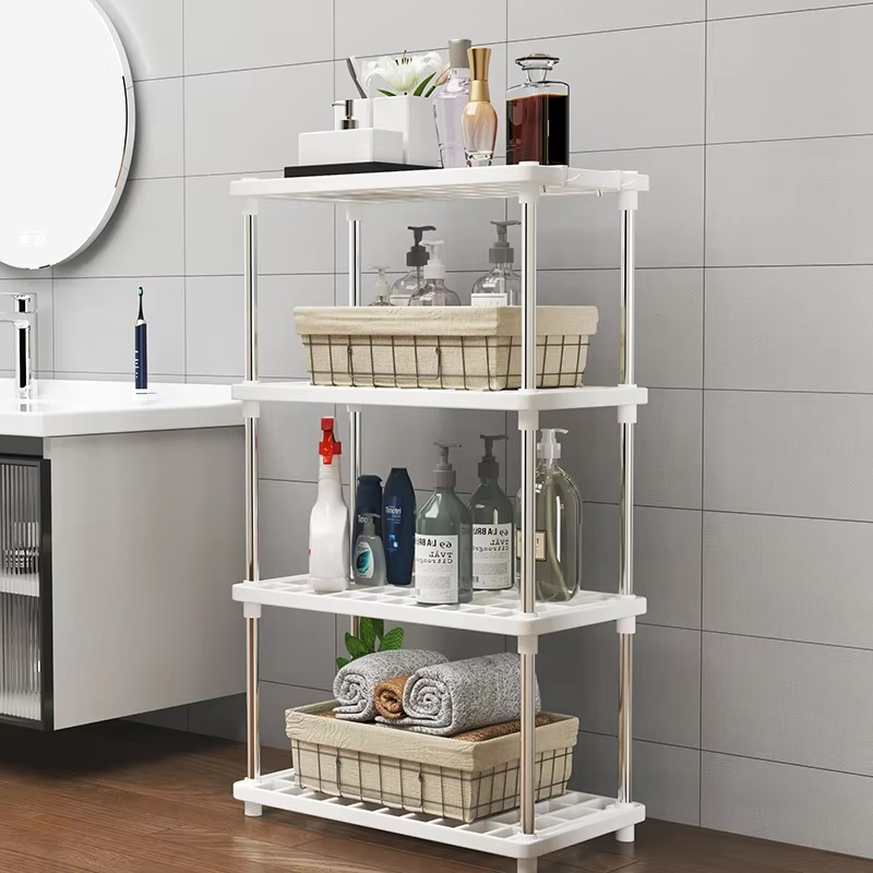 Four-Layer Multi-Functional Storage Rack Bathroom Living Room Organizing Rack Kitchen Bedroom Shelf Plastic Floor-Standing Storage Rack Bathroom Storage Storage Rack