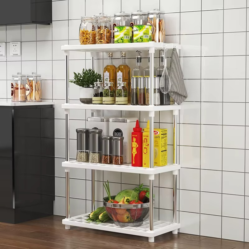 Four-Layer Multi-Functional Storage Rack Bathroom Living Room Organizing Rack Kitchen Bedroom Shelf Plastic Floor-Standing Storage Rack Bathroom Storage Storage Rack