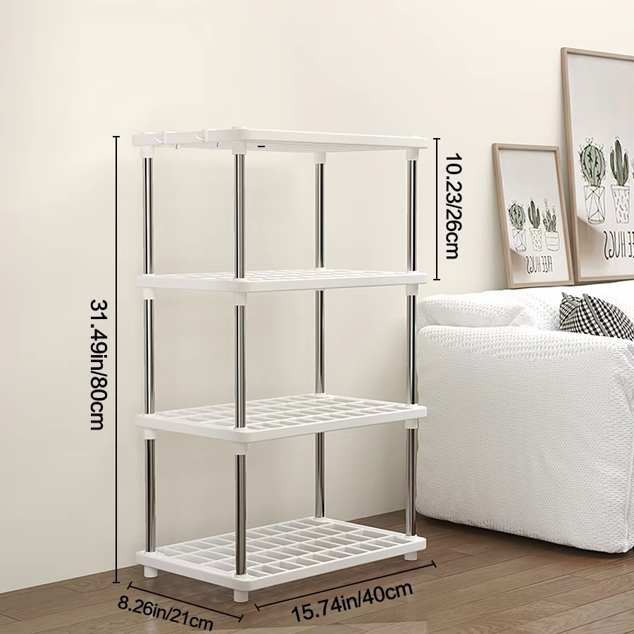 Four-Layer Multi-Functional Storage Rack Bathroom Living Room Organizing Rack Kitchen Bedroom Shelf Plastic Floor-Standing Storage Rack Bathroom Storage Storage Rack