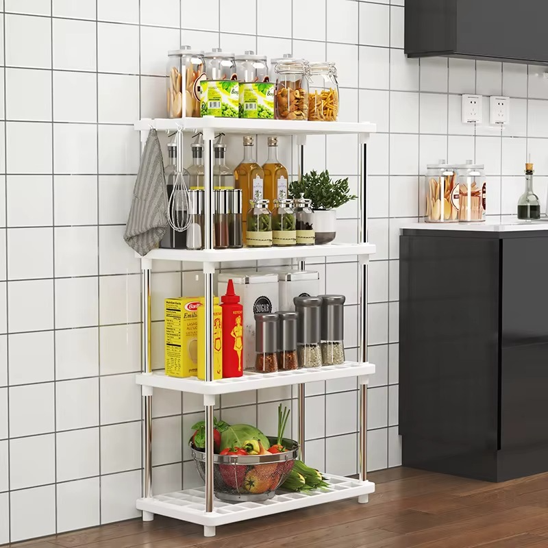 Four-Layer Multi-Functional Storage Rack Bathroom Living Room Organizing Rack Kitchen Bedroom Shelf Plastic Floor-Standing Storage Rack Bathroom Storage Storage Rack