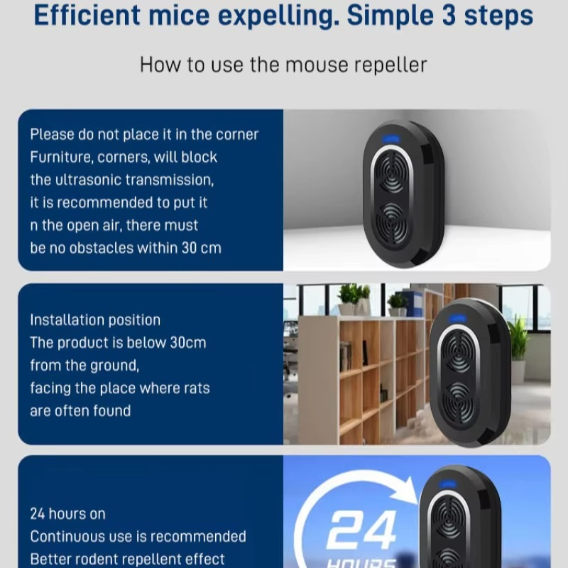 Ultrasonic Mouse Repeller Home Pest Control Electronic Mouse Repellent