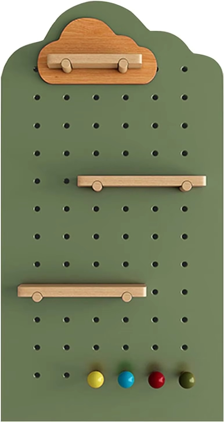 Wood Pegboard Sturdy Peg Boards Wall Organizer Combination Kit Modular Display Stands Hooks Shelf for Home Office Bathroom Sh
