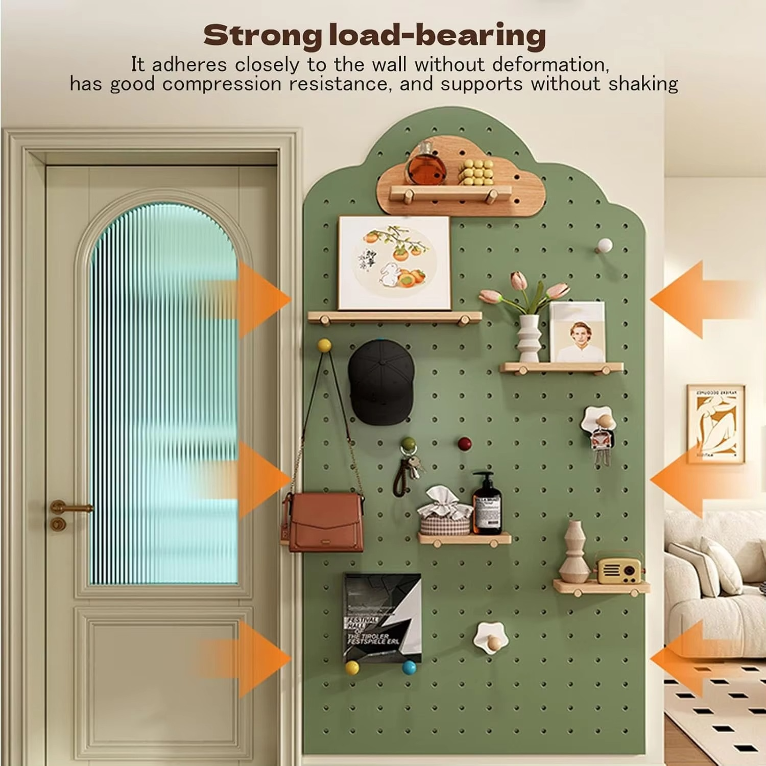 Wood Pegboard Sturdy Peg Boards Wall Organizer Combination Kit Modular Display Stands Hooks Shelf for Home Office Bathroom Sh