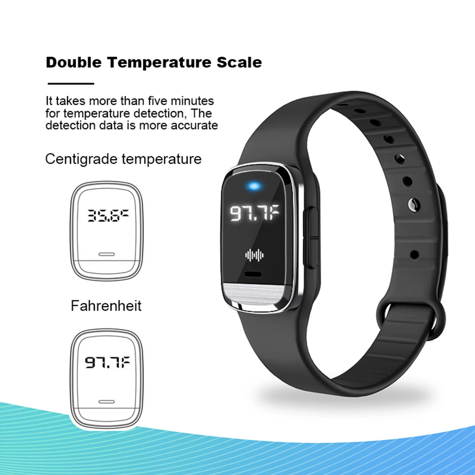 Temperature Measurement Bracelets Ultrasonic Mosquito Repellent Bands Non-Toxic Deet Free Bug Insect Repellent Clock