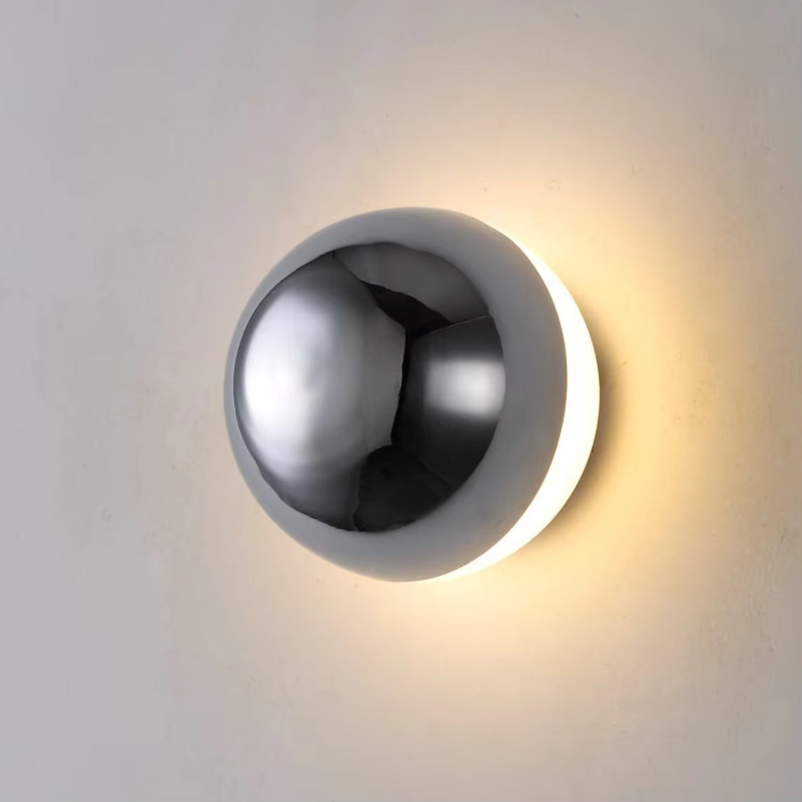 Minimalist Plated Silver Luxurious Wall Lamp Modern Simple Circular Nordic Corridor Stairs Lunar Eclipse Bedside Lamp