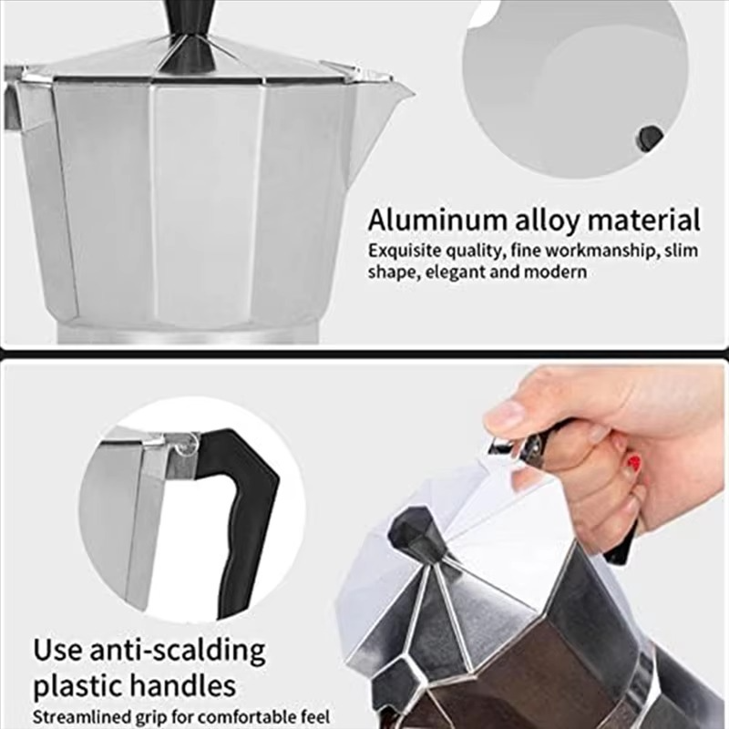 Stovetop Espresso Maker Coffee Pot For Great Flavored Espresso For Electric Stovetop