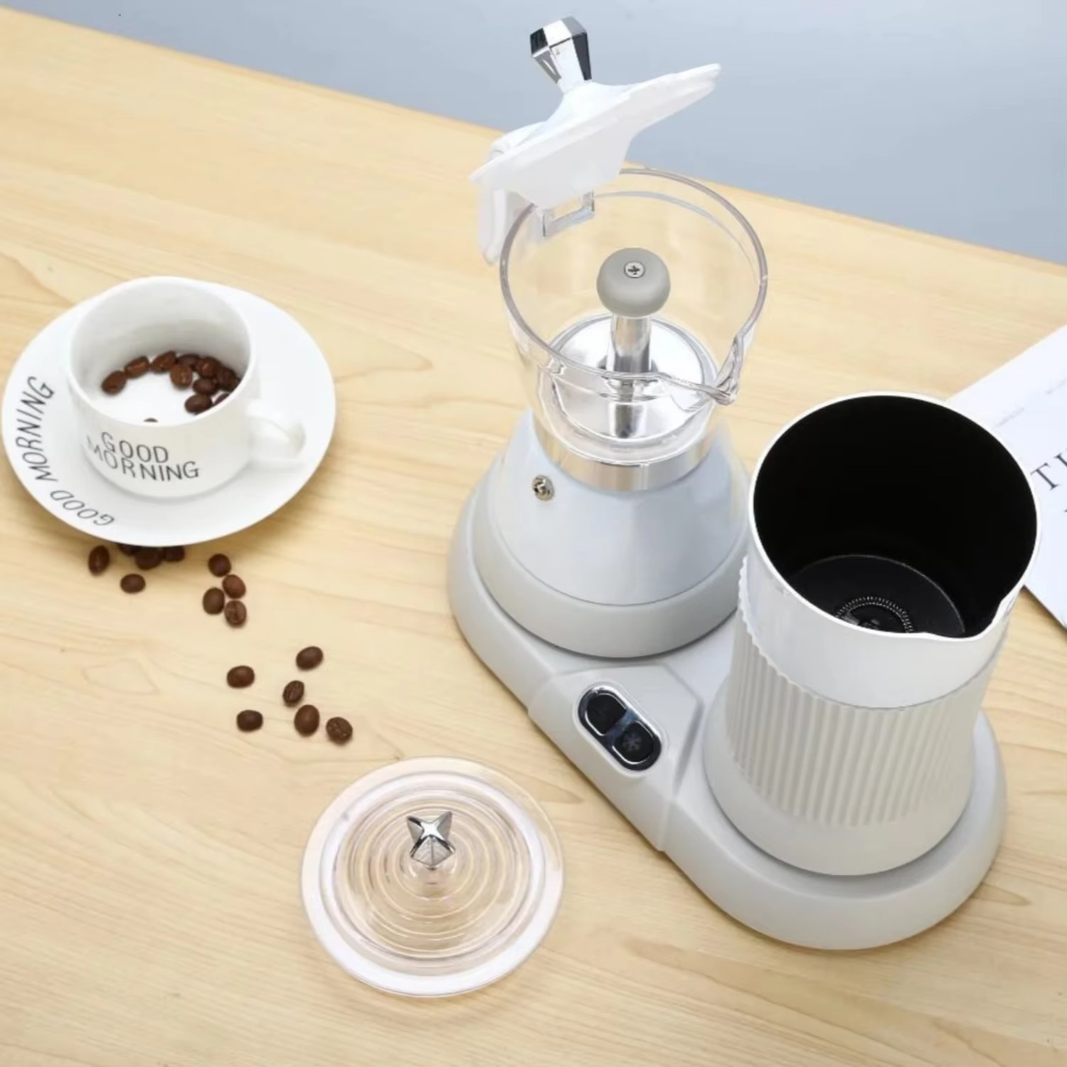 2 in 1 Espresso Machine Milk Frother Italian Moka Pot All-in-one Italian Electric Coffee Machine Home Coffee Pot