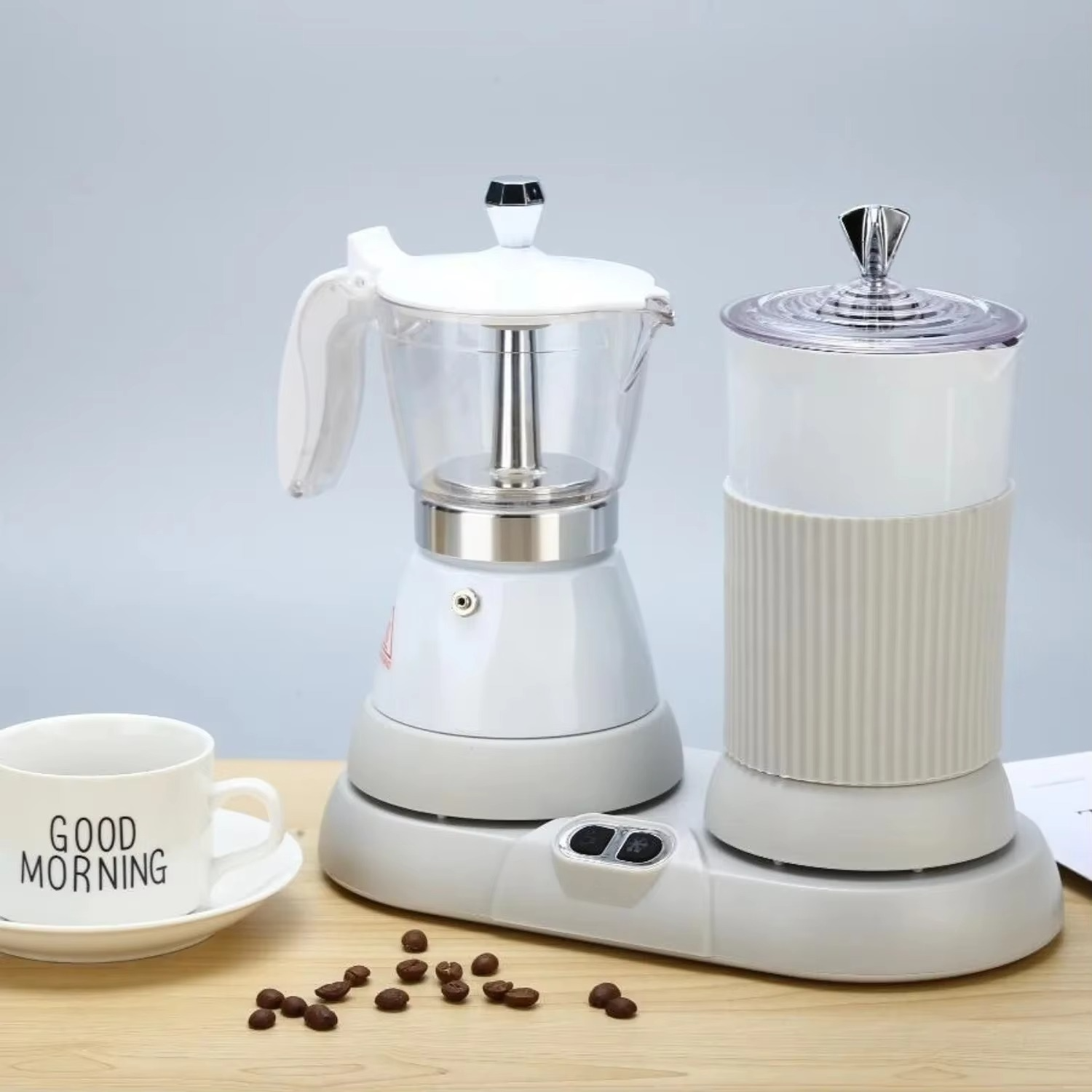 2 in 1 Espresso Machine Milk Frother Italian Moka Pot All-in-one Italian Electric Coffee Machine Home Coffee Pot