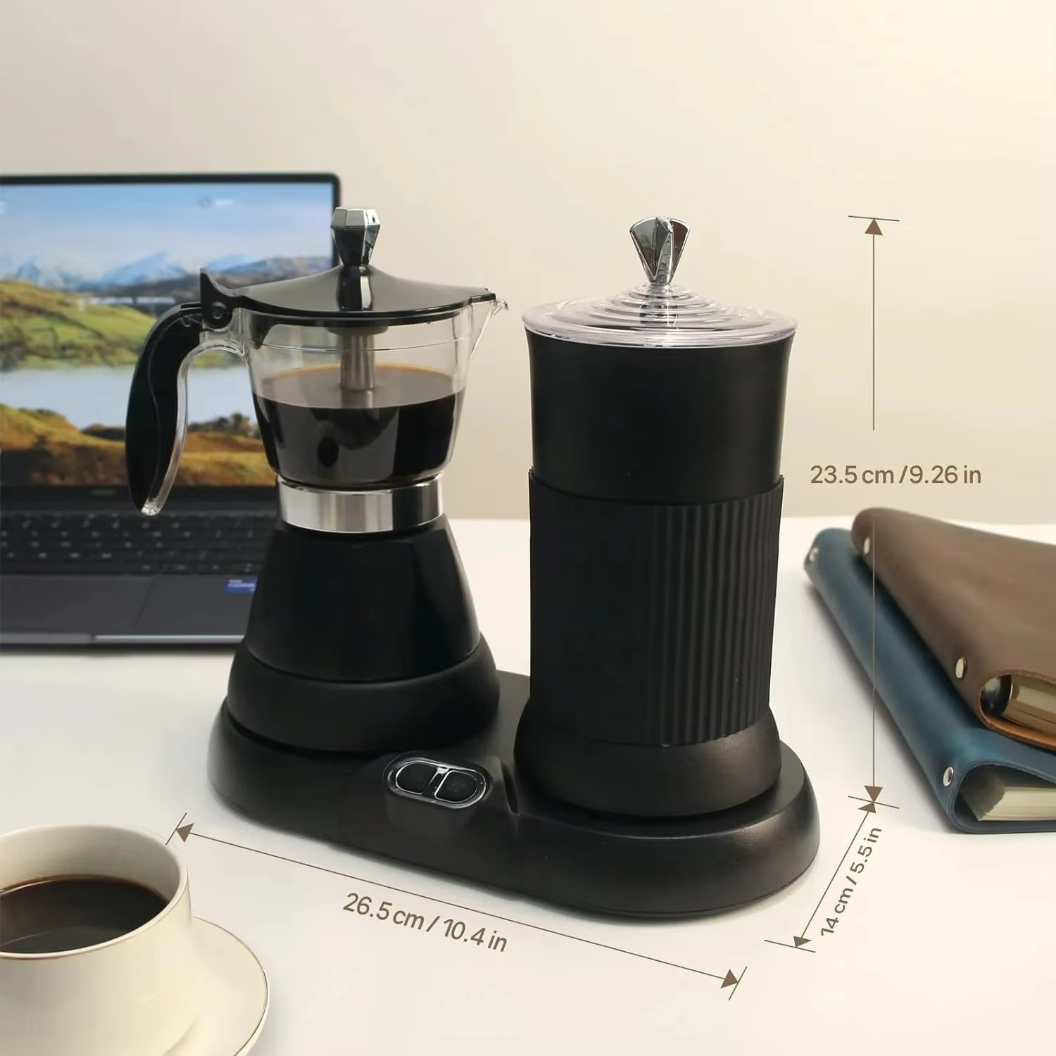 2 in 1 Espresso Machine Milk Frother Italian Moka Pot All-in-one Italian Electric Coffee Machine Home Coffee Pot
