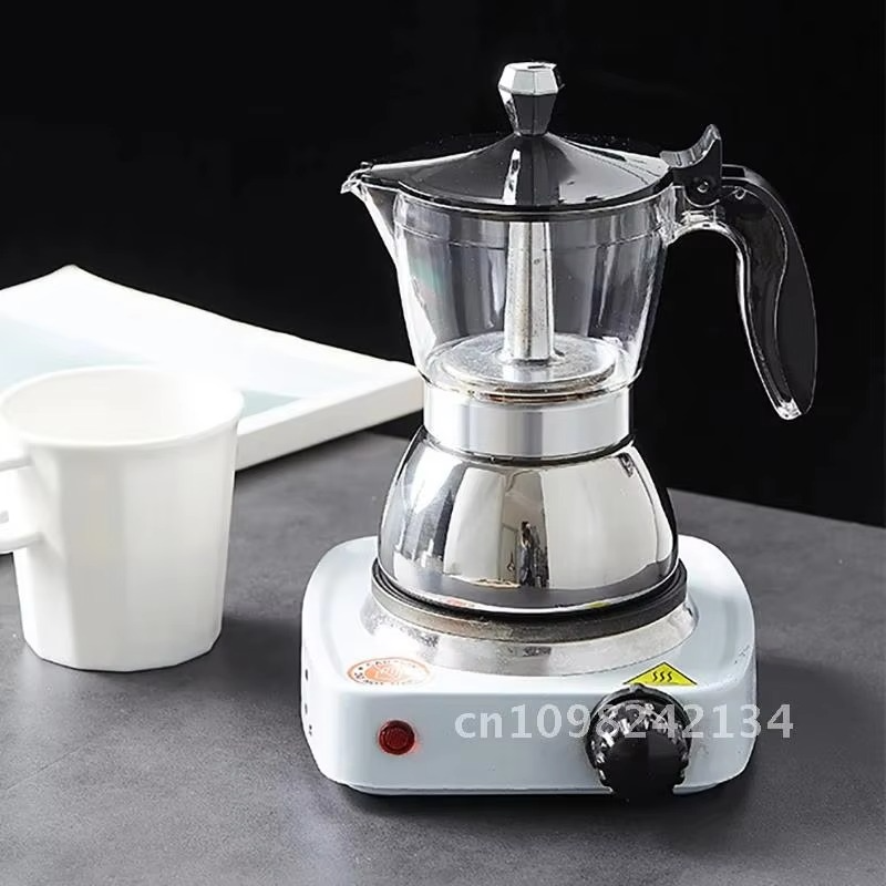 Maker Induction Stovetop Espresso Moka Transparent-top & Stainless Electric Stoves Induction Steel Pot Moka for &