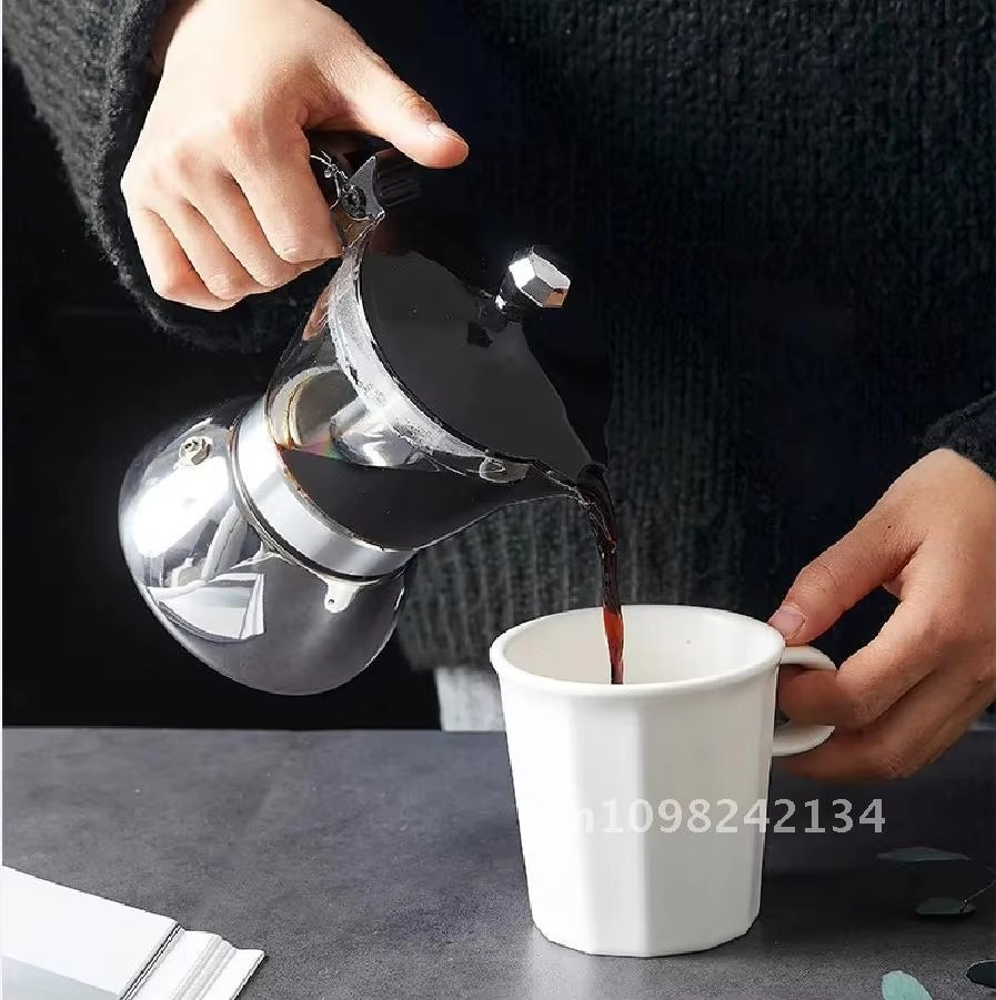 Maker Induction Stovetop Espresso Moka Transparent-top & Stainless Electric Stoves Induction Steel Pot Moka for &