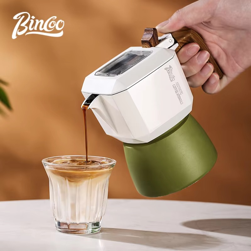 Bincoo Bird Double Valve Mocha Pot 2-person Electric Stove Heating Base 500W 220V Italian Espresso Pot Coffee Maker Tool Patent