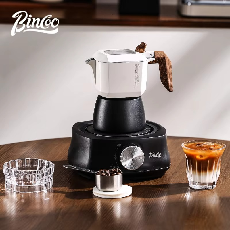 Bincoo Bird Double Valve Mocha Pot 2-person Electric Stove Heating Base 500W 220V Italian Espresso Pot Coffee Maker Tool Patent