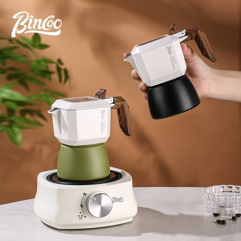 Bincoo Bird Double Valve Mocha Pot 2-person Electric Stove Heating Base 500W 220V Italian Espresso Pot Coffee Maker Tool Patent