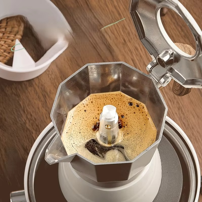 Double Valve Moka Pot Home Small Automatic Hand Brew Coffee Pot Set Espresso Electric Brewing Coffee Set