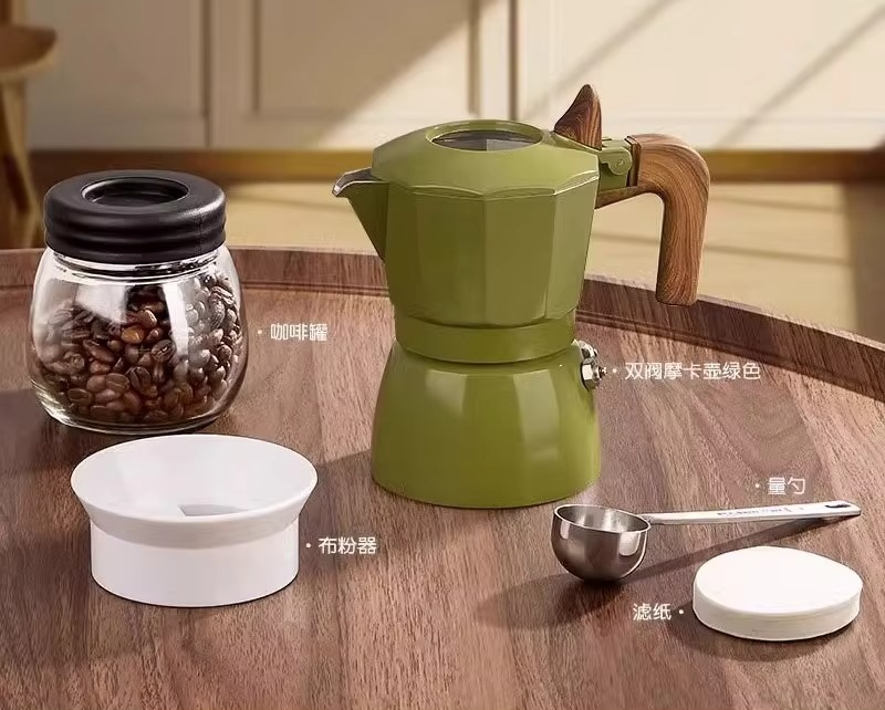 Double Valve Moka Pot Home Small Automatic Hand Brew Coffee Pot Set Espresso Electric Brewing Coffee Set