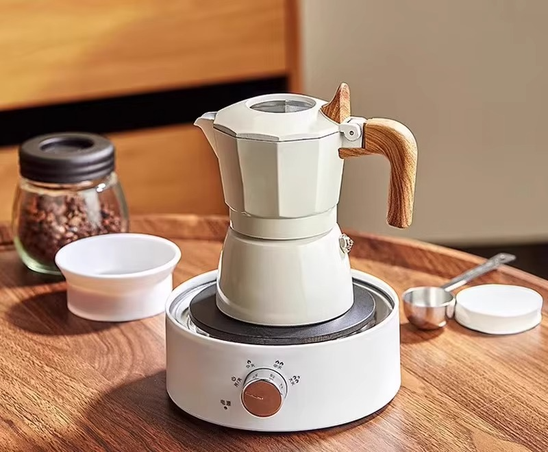 Double Valve Moka Pot Home Small Automatic Hand Brew Coffee Pot Set Espresso Electric Brewing Coffee Set