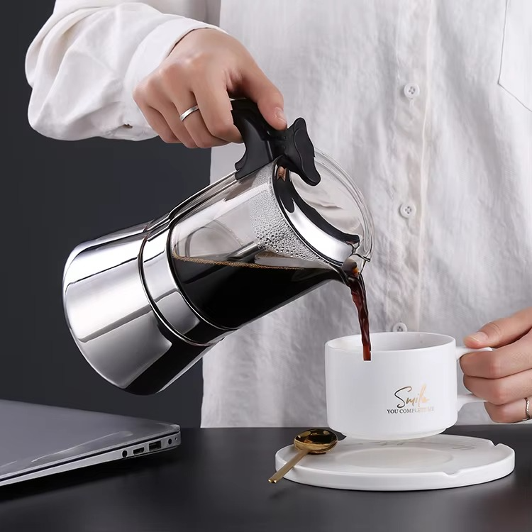 3 6 9 Cups Stovetop Espresso Moka Pot Coffee Maker Stainless Steel Electric Stove Top Coffee Moka Pot