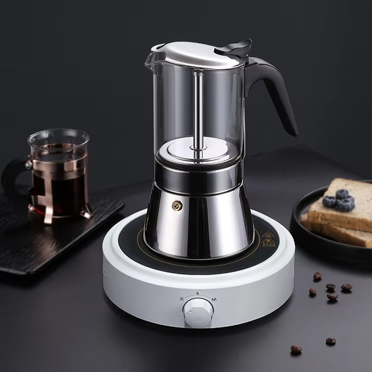 3 6 9 Cups Stovetop Espresso Moka Pot Coffee Maker Stainless Steel Electric Stove Top Coffee Moka Pot