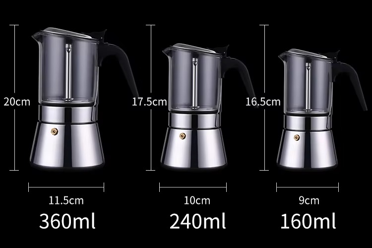 3 6 9 Cups Stovetop Espresso Moka Pot Coffee Maker Stainless Steel Electric Stove Top Coffee Moka Pot