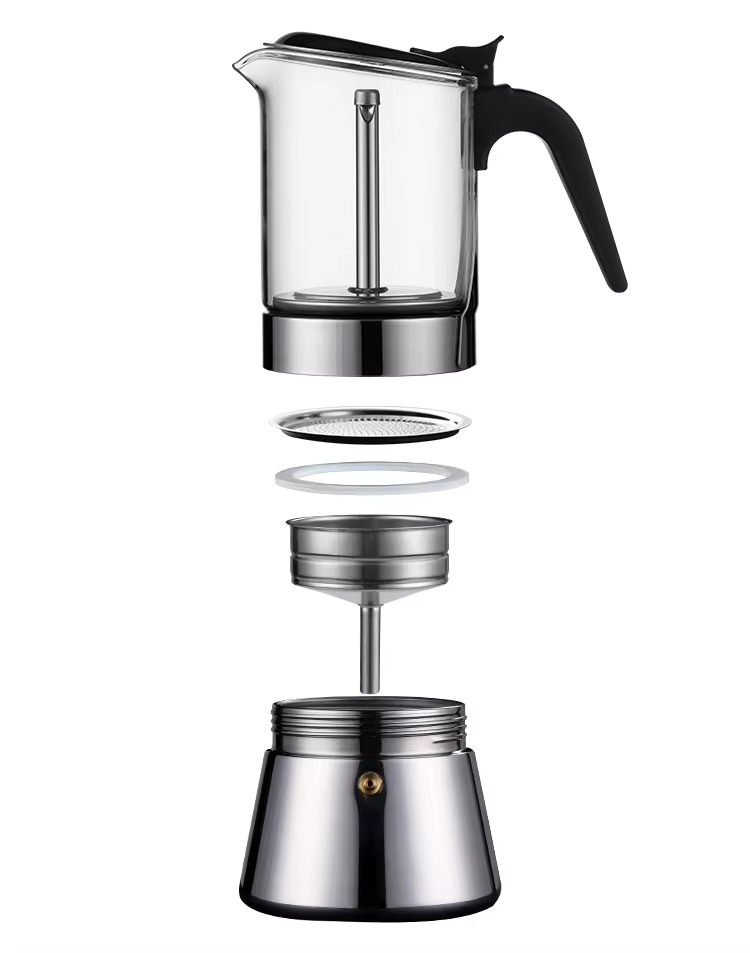 3 6 9 Cups Stovetop Espresso Moka Pot Coffee Maker Stainless Steel Electric Stove Top Coffee Moka Pot