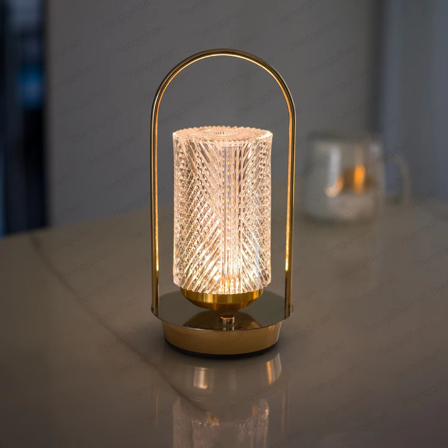 Wireless Table Lamp Rechargeable Portable Bedroom Bedside Touch Crystal Desk Lamp Night Light LED Decor Lights for Bar Coffee