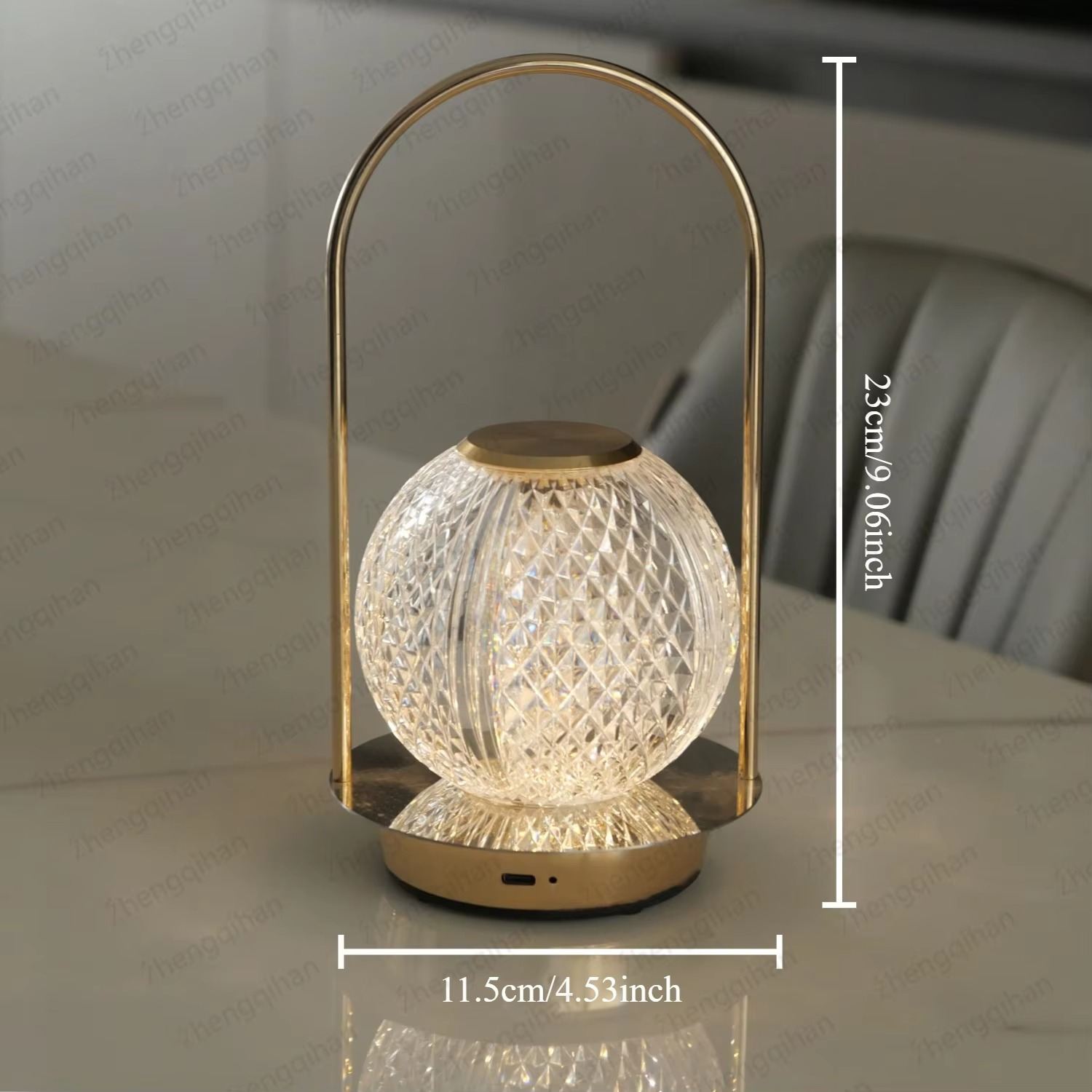 Wireless Table Lamp Rechargeable Portable Bedroom Bedside Touch Crystal Desk Lamp Night Light LED Decor Lights for Bar Coffee
