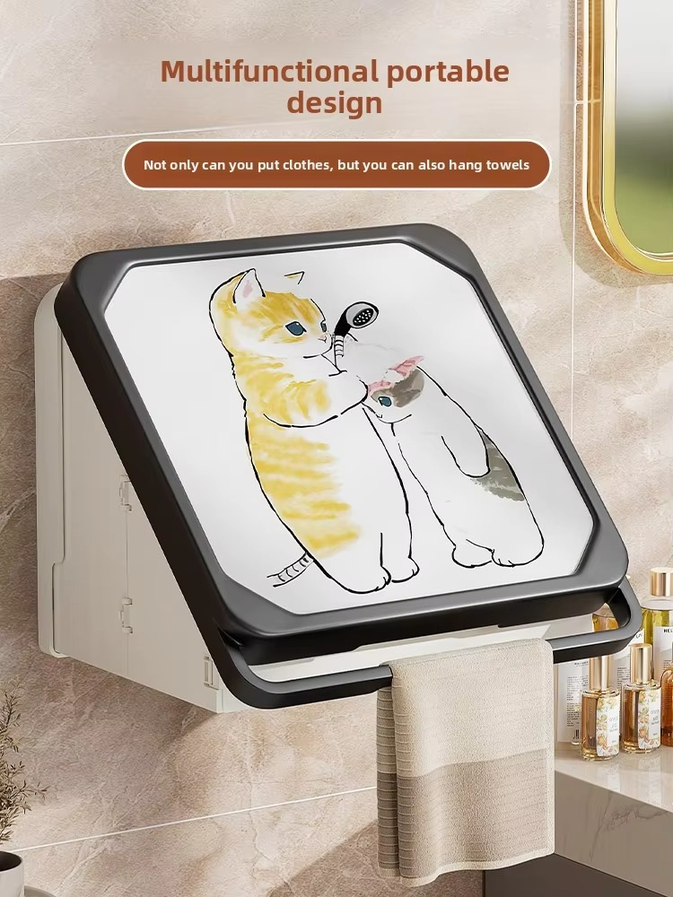 Batoom Wall-Mounted Waterproof Storage Box Clothes Storage Ra No-Drilling Required Foldable Storage Cabinet Organizer