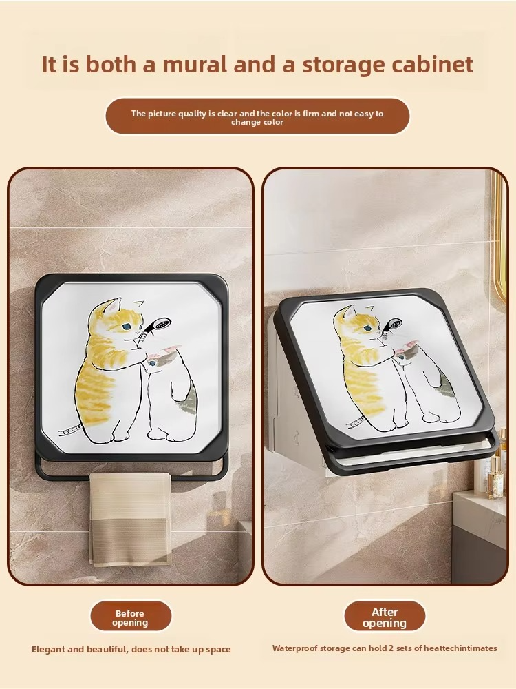 Batoom Wall-Mounted Waterproof Storage Box Clothes Storage Ra No-Drilling Required Foldable Storage Cabinet Organizer