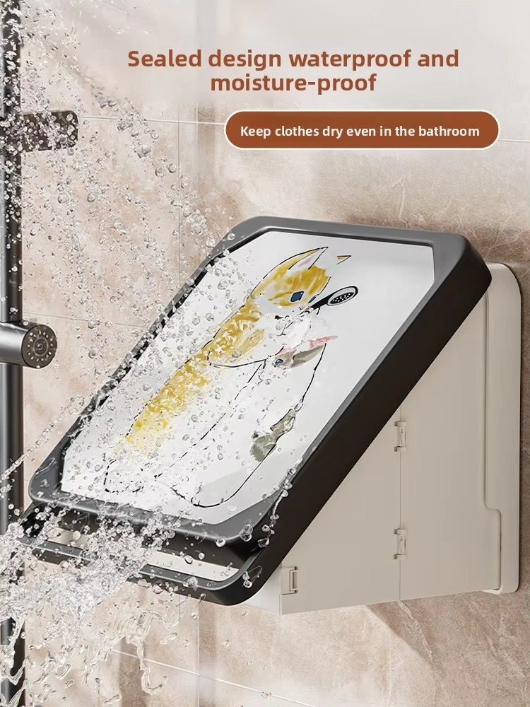 Batoom Wall-Mounted Waterproof Storage Box Clothes Storage Ra No-Drilling Required Foldable Storage Cabinet Organizer