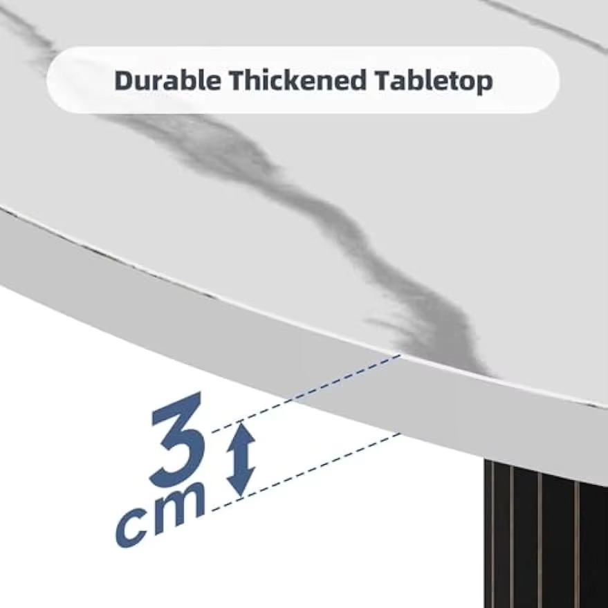 Dining Table for 4 People Modern Round Wooden Table 110cm Metal Base Restaurant Kitchen Living Dining Room Furniture Black