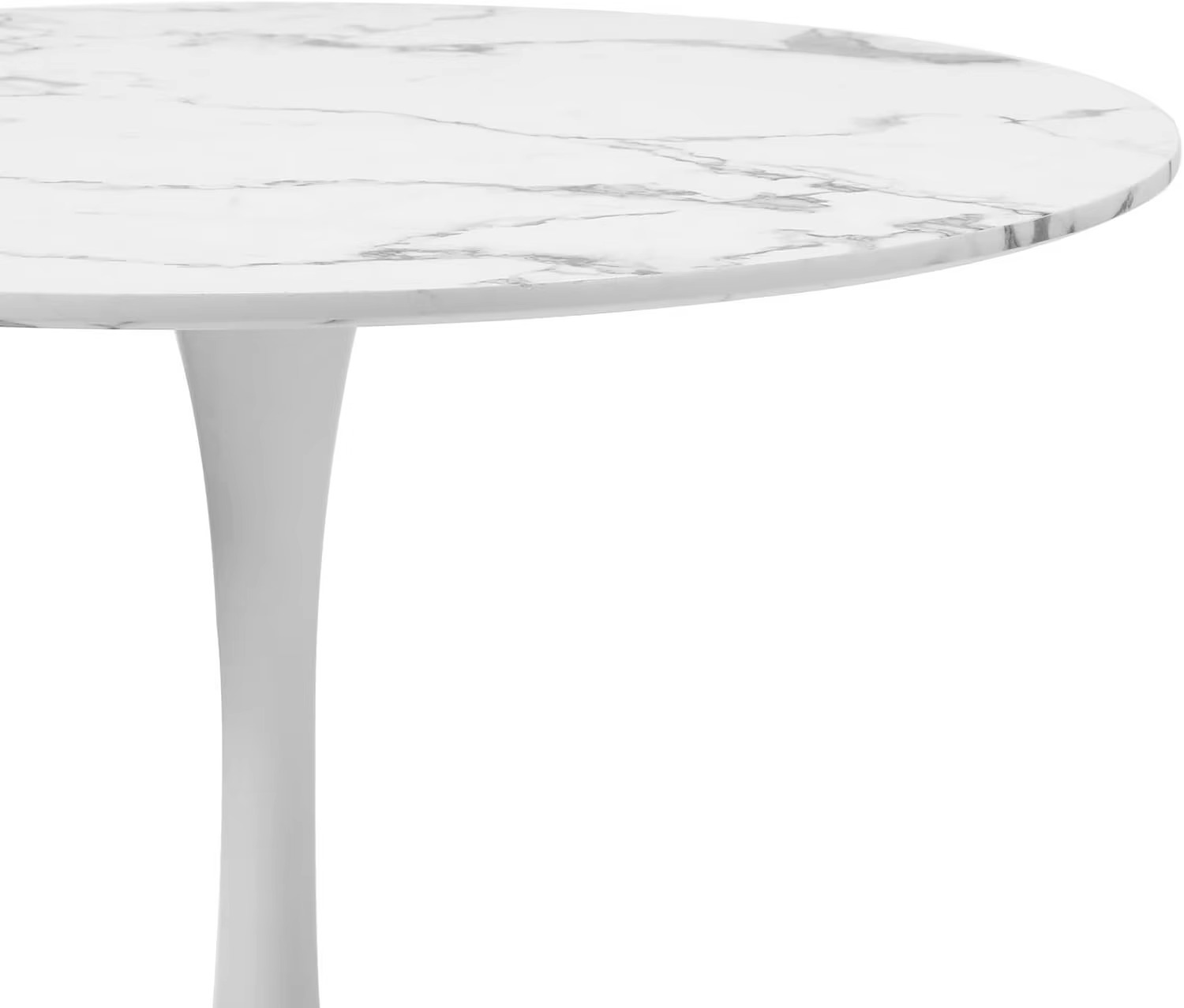 90cm Dining Table with Marble Top and Metal Leg, Round Kitchen Table White