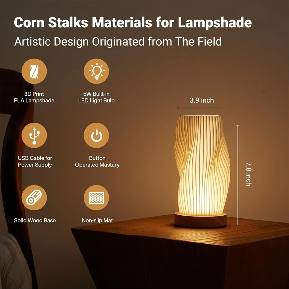 Bedside Lamps Bedroom 3D Printed Touch Table Lamp Dimmable Nightstand Lamp Modern Lamp for Living Room, Dorm, Kids Room, Office