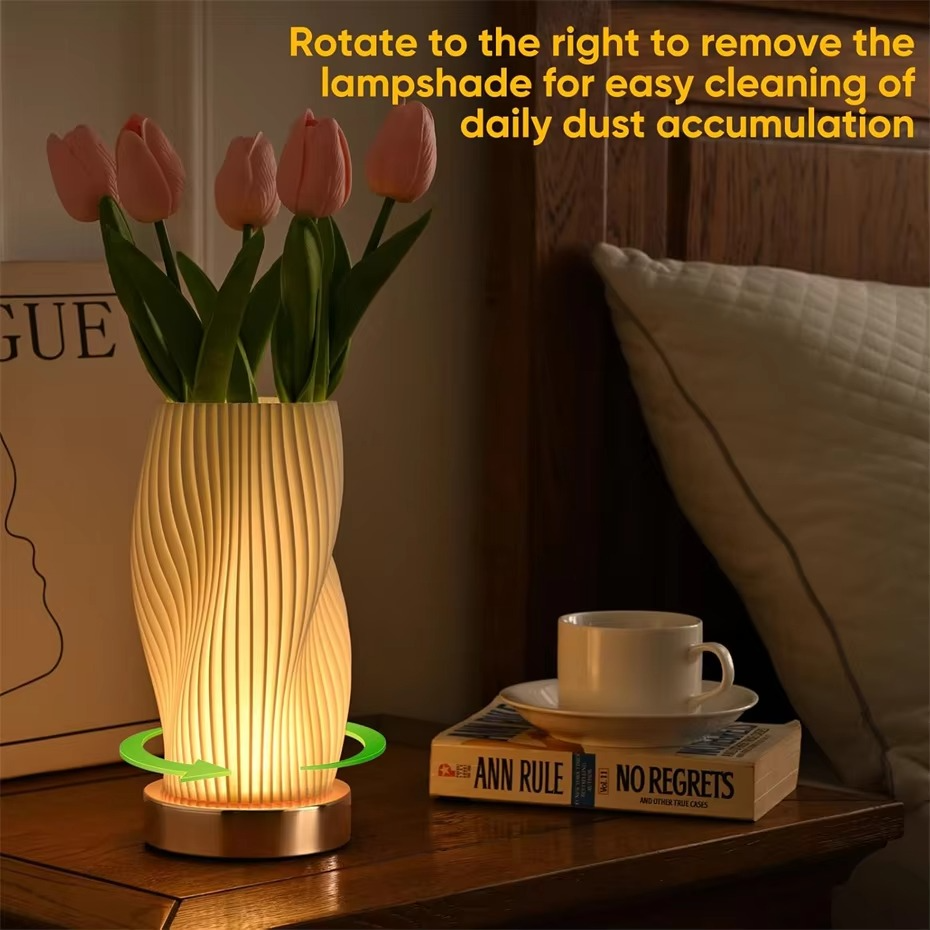 Bedside Lamps Bedroom 3D Printed Touch Table Lamp Dimmable Nightstand Lamp Modern Lamp for Living Room, Dorm, Kids Room, Office