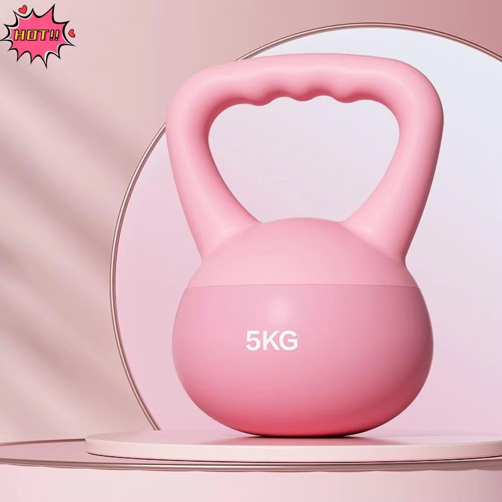 PVC Strength Training Kettlebell Anti Slip Sand Iron Soft Kettlebell Shock-Proof Flexible Women Fitness Dumbbell Body Workout