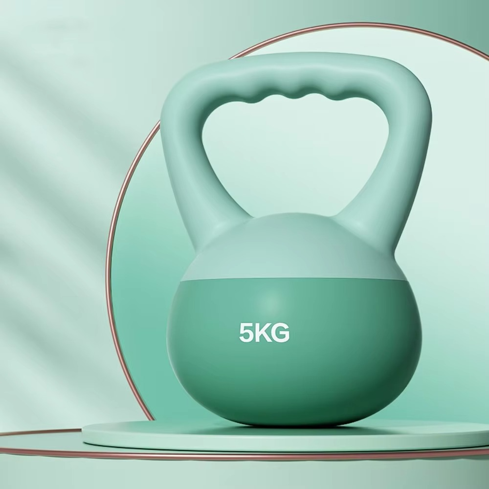 PVC Strength Training Kettlebell Anti Slip Sand Iron Soft Kettlebell Shock-Proof Flexible Women Fitness Dumbbell Body Workout