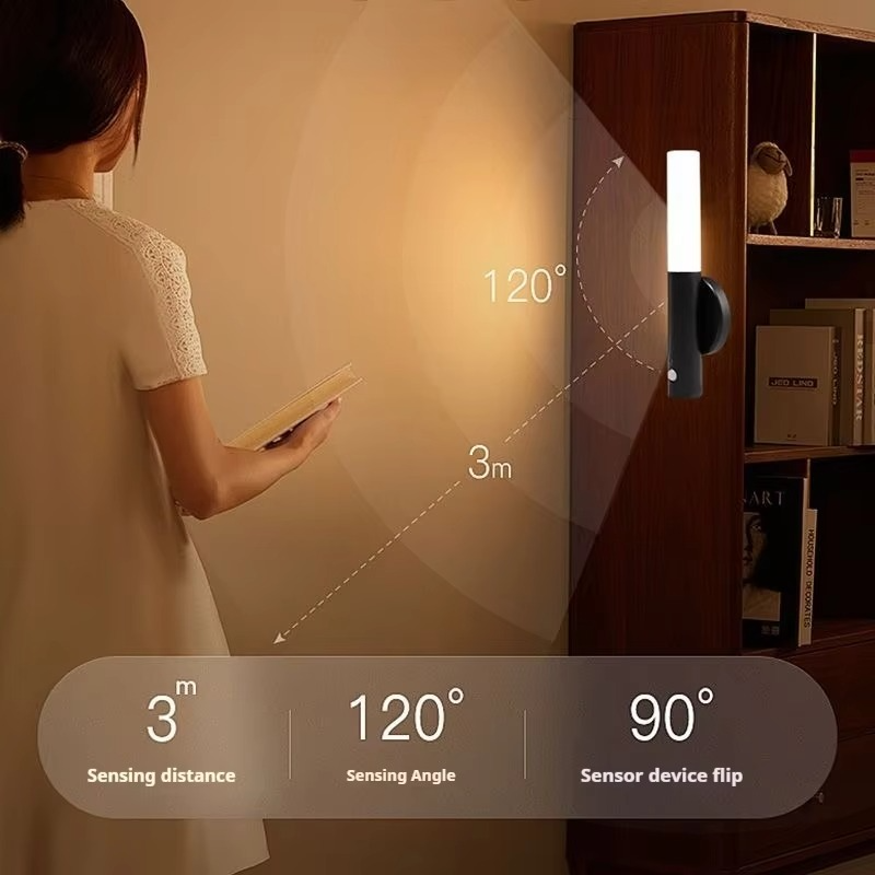 LED 1200mAh Battery Black Wall Lamp Indoor Led Magnetic Portable Lamp Charge For Hallway Bedroom Motion Sensor Light Stairwell