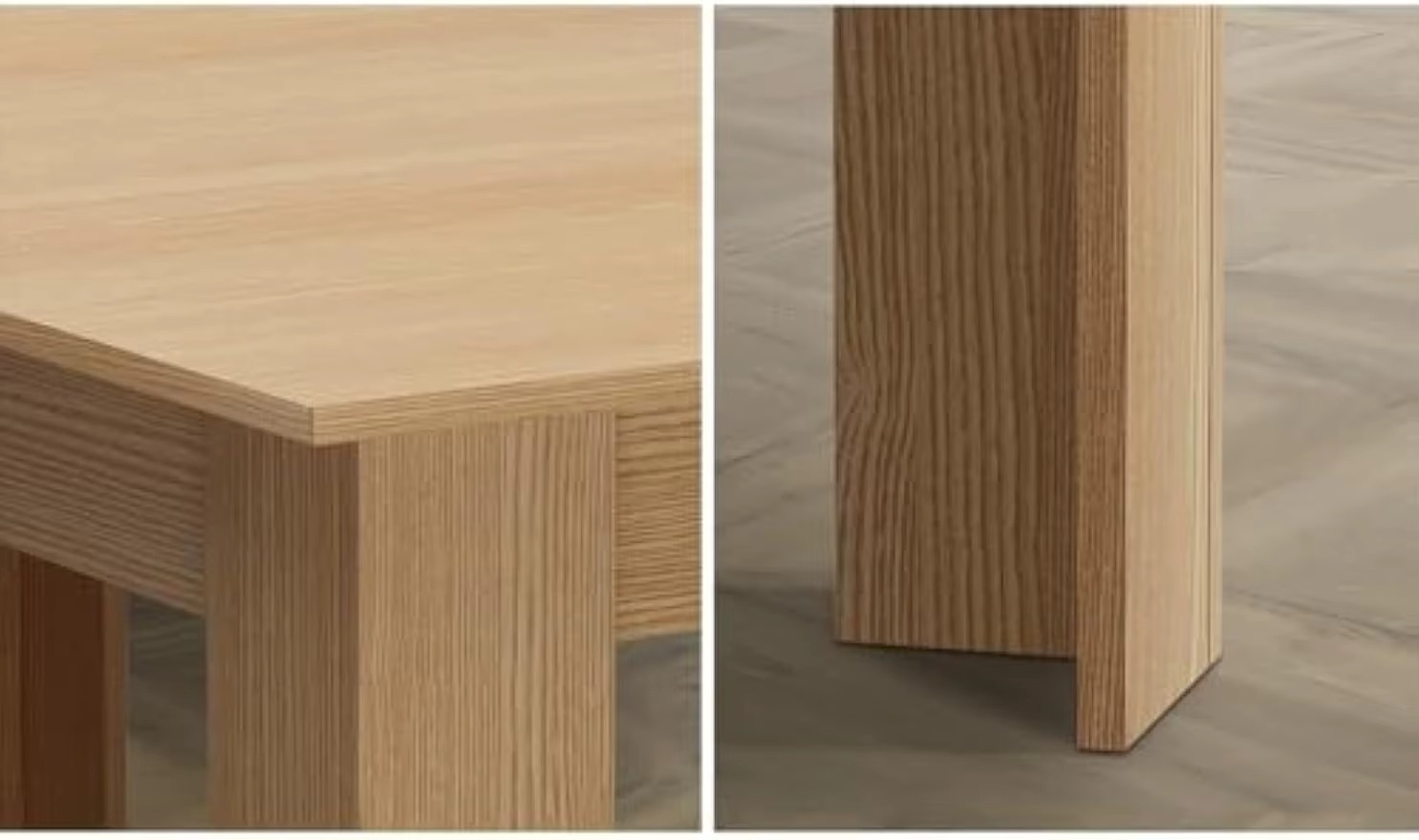 Dining Table Extendable Kitchen Table for Home and Cafe Natural Wood