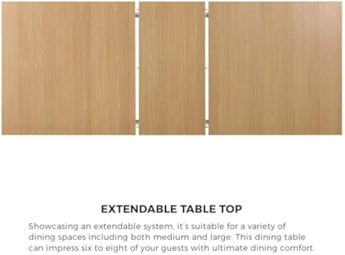 Dining Table Extendable Kitchen Table for Home and Cafe Natural Wood