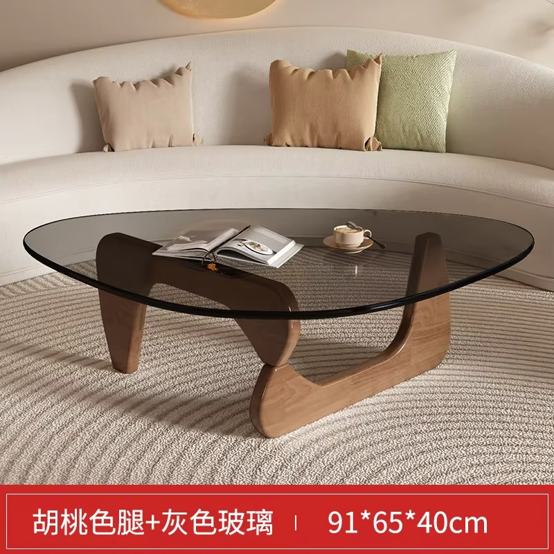 Living room tempered glass coffee table household solid wood creative Internet celebrity coffee table